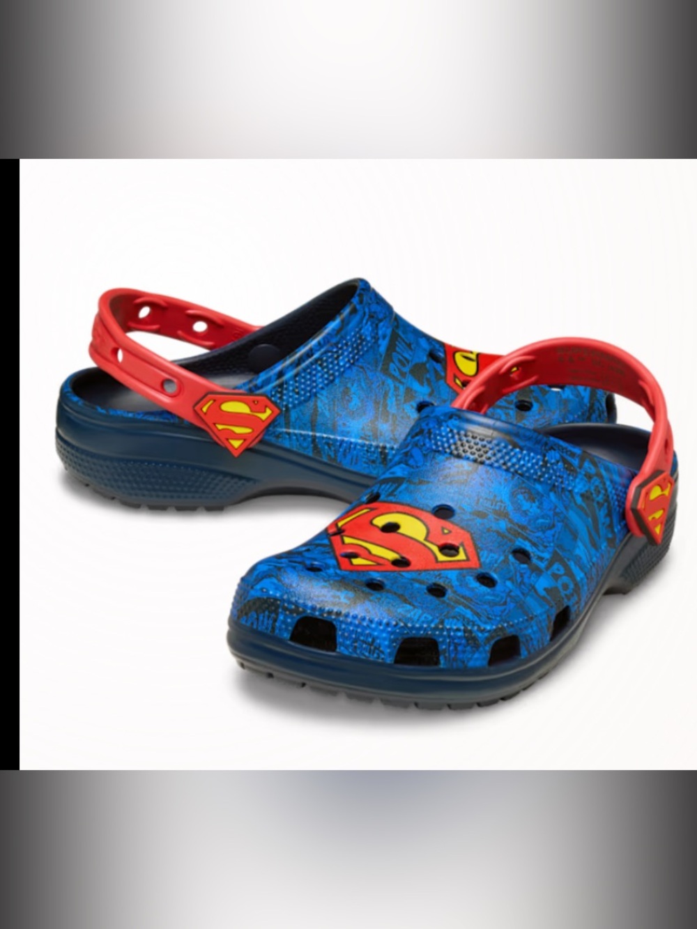 NWOT CROCS CLASSIC SUPERMAN CLOGS SIZE J 2 YOUTH KIDS SIZE 2